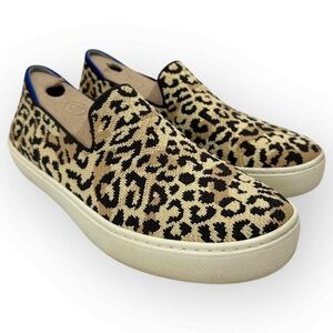 Rothy's Camo Cats Tan Textile Rubber Sole Slip On Sneakers Womens Size 9.5